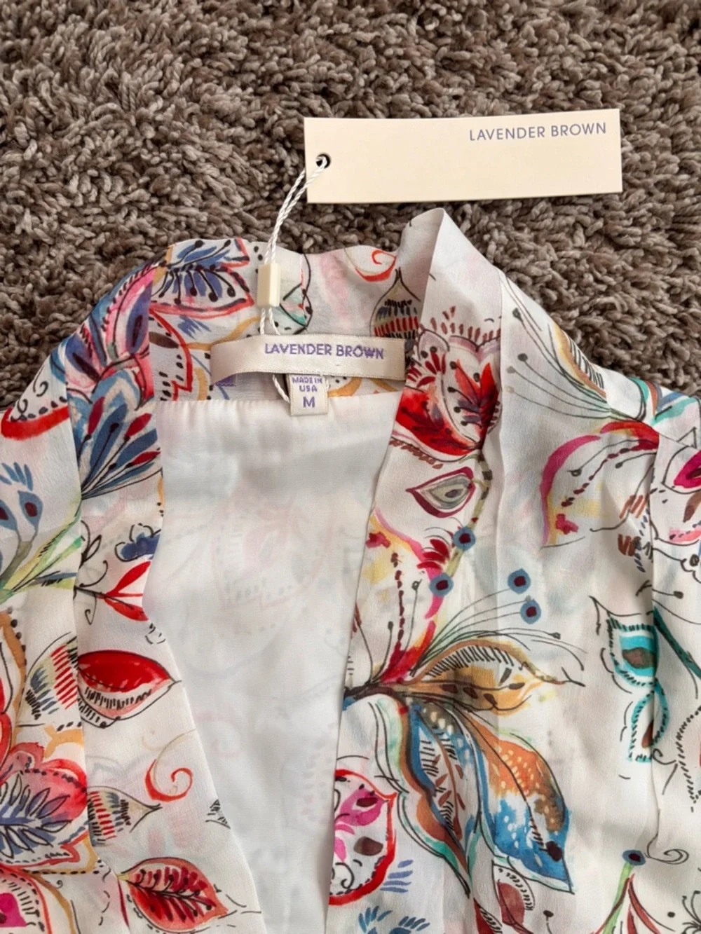 Lavender Brown 100% Silk Floral Romper – NWT | Boho Luxe | Size M - Picture 5 of 9